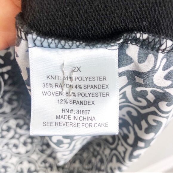 OLIVIA SKY | Black/White Split Back Women’s Plus Size 2X Top - Picture 6 of 7